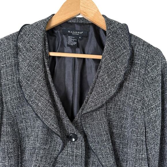 Sandro Sportswear‎ Gray Tweed Blazer Ruffle Front, Size Medium - Picture 2 of 10